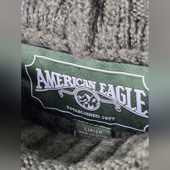Vintage American Eagle Lagenlook Fisherman Cabincore Mock Neck Sweater, Small - Picture 3 of 4